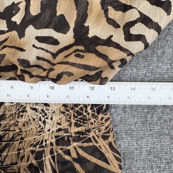 Vintage‎ Guess Tiger Blouse Women's Large Animal Print Long Sleeve Pleated Y2K - Picture 4 of 7